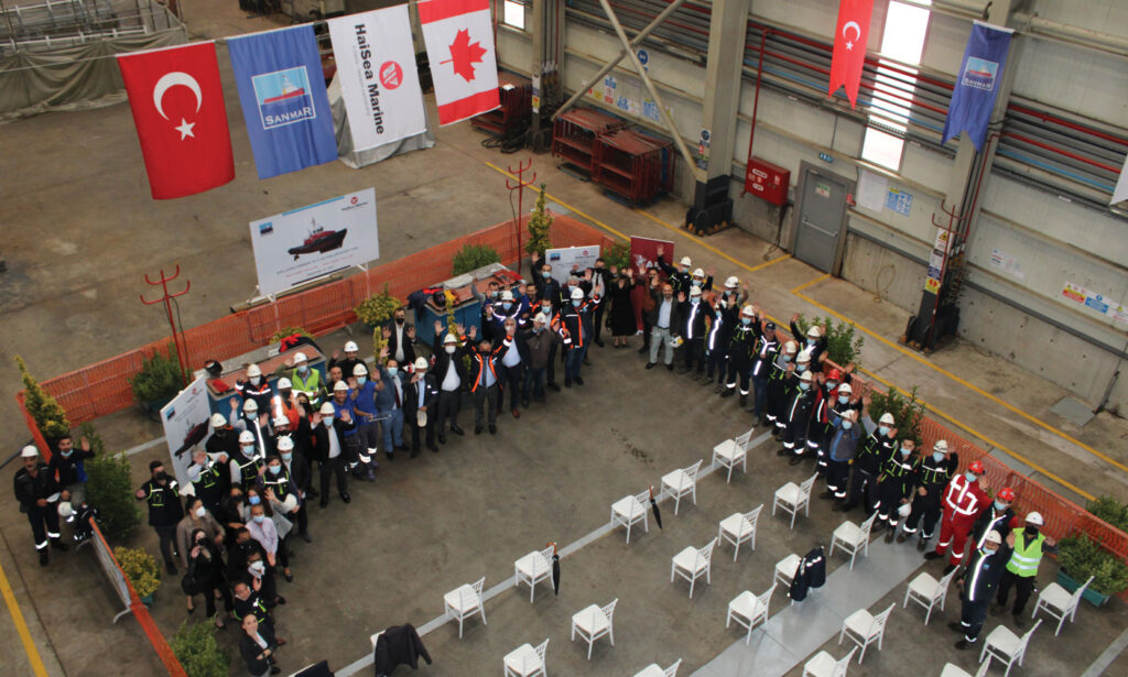 Keel laying ceremony for the first escort tug.