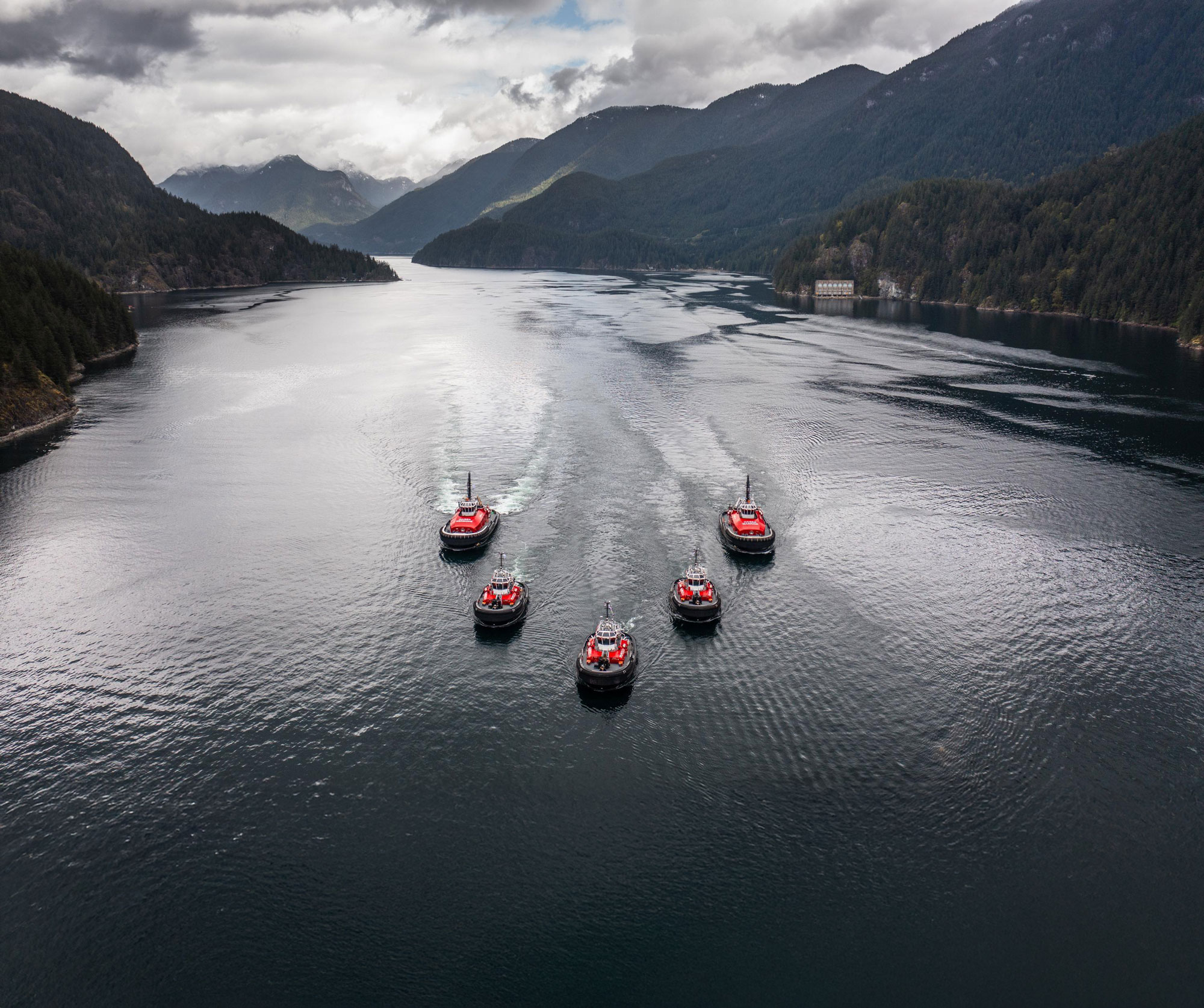 Drone photo of the HaiSea tugboat fleet