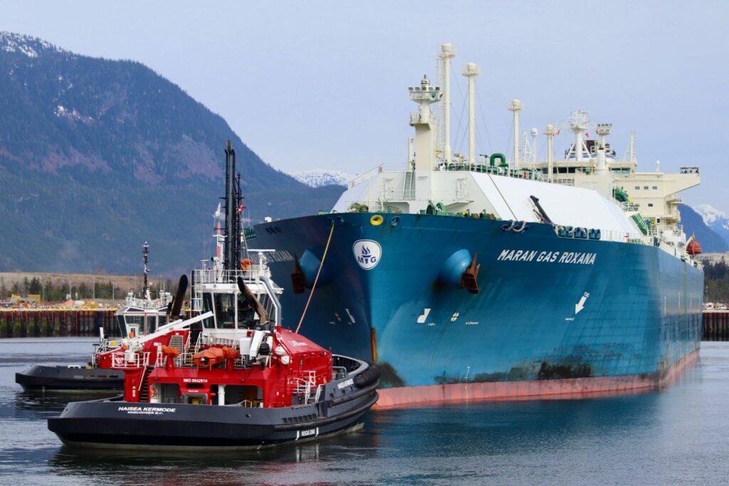 First LNG vessel coming into Kitimat being escorted by HaiSea tugs
